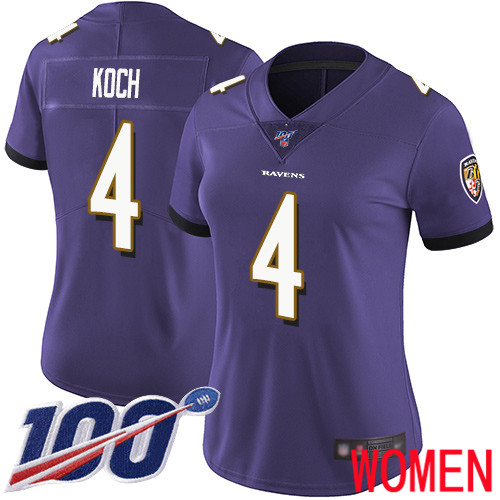 Baltimore Ravens Limited Purple Women Sam Koch Home Jersey NFL Football #4 100th Season Vapor Untouchable->baltimore ravens->NFL Jersey